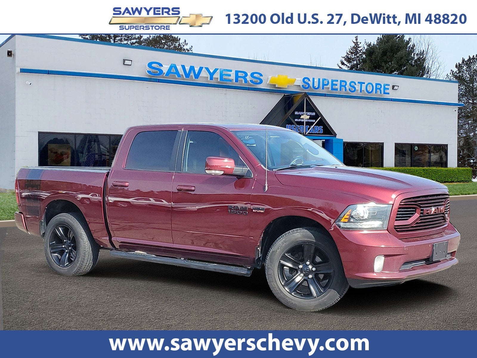 2018 RAM 1500 Sport in Red — front three-quarter view