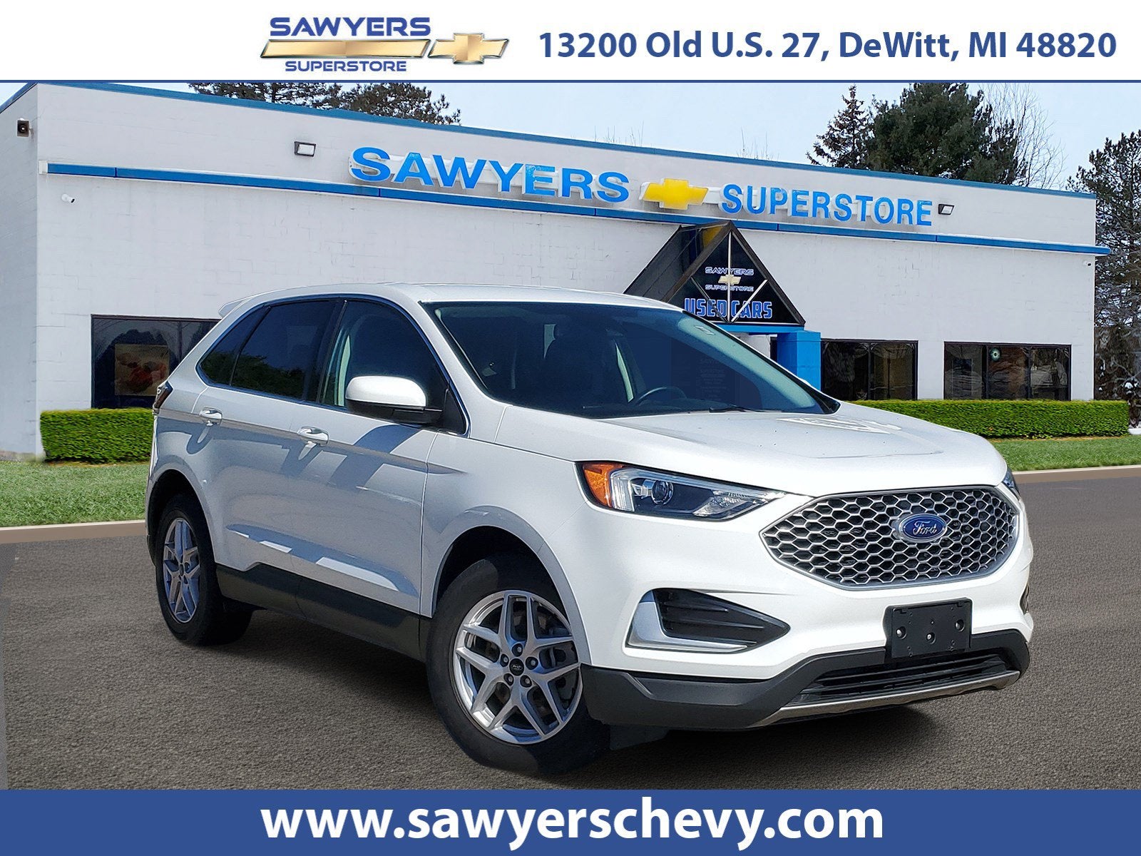 2024 Ford Edge SEL in Oxford White — front three-quarter view