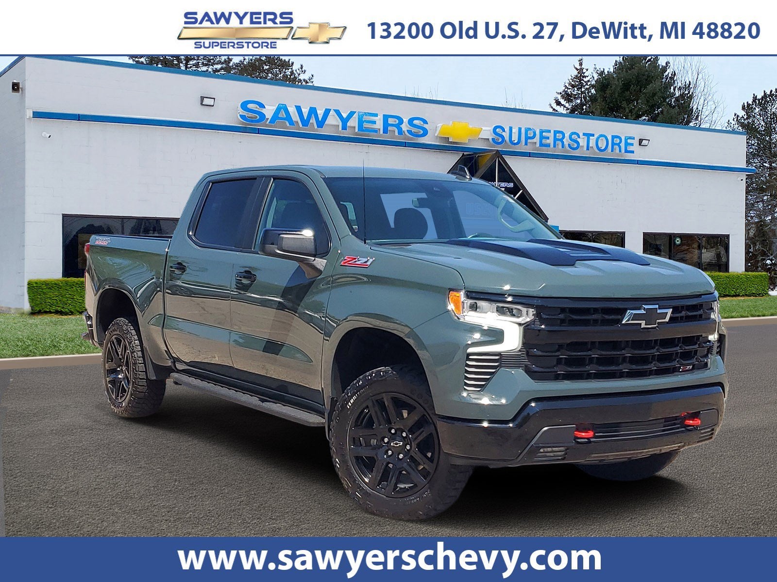 2025 Chevrolet Silverado 1500 LT Trail Boss in Cypress Gray — front three-quarter view