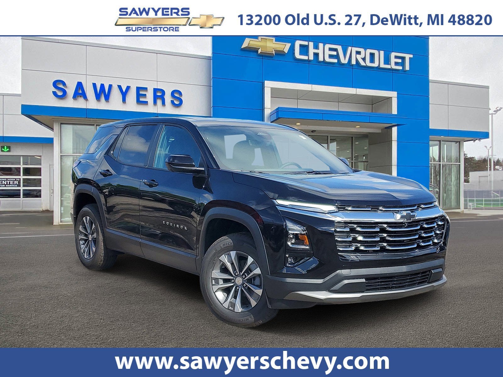 2026 Chevrolet Equinox LT in Mosaic Black Metallic — front three-quarter view