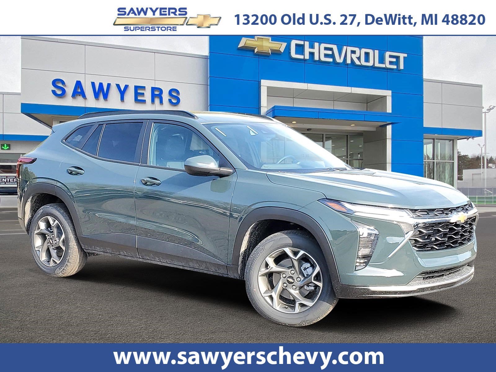 2026 Chevrolet Trax LT in Cypress Gray — front three-quarter view