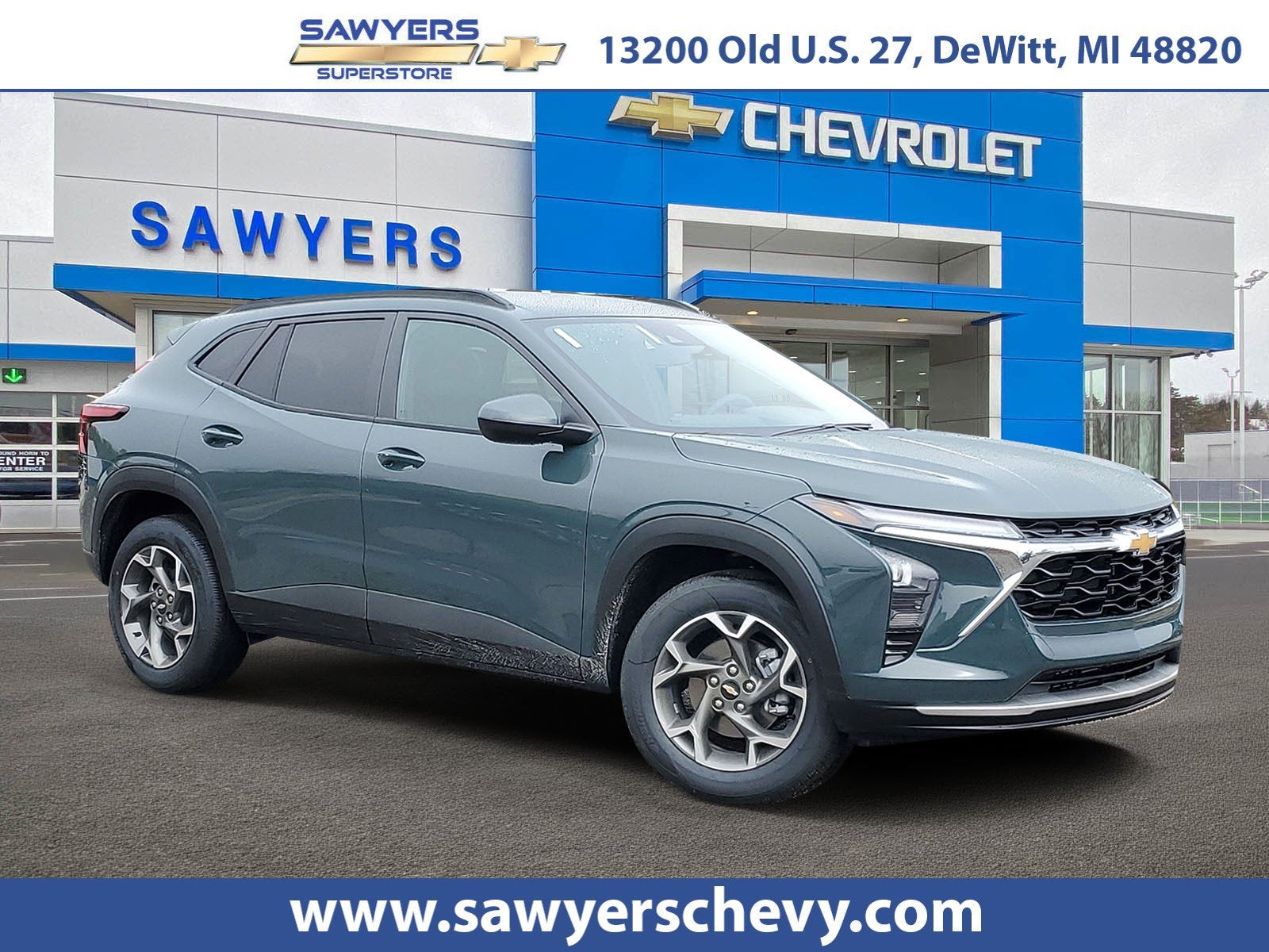 2026 Chevrolet Trax LT in Cypress Gray — front three-quarter view